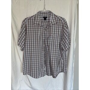 US Polo Assn Shirt Mens XXL Button Down Plaid Blue White Short Sleeve Pony